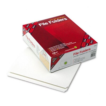 Smead File Folders- Straight Cut- Reinforced Top Tab- Letter- White- 100/Box SM33259